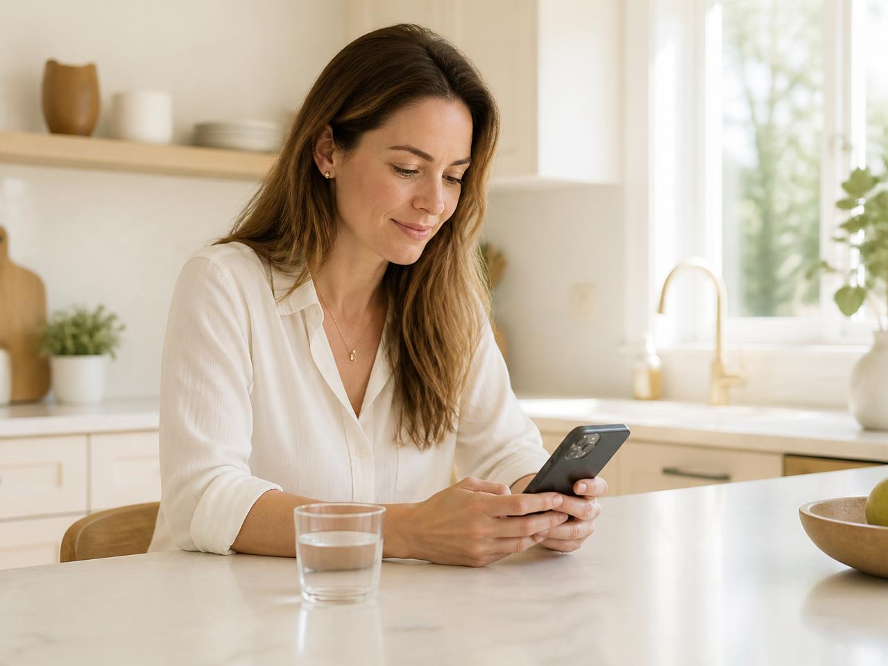 Member checking her BringRx plan at home